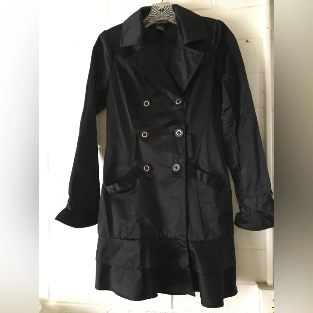 Rampage Elegant Black Double-Breasted Women's Coat - Picture 9 of 14